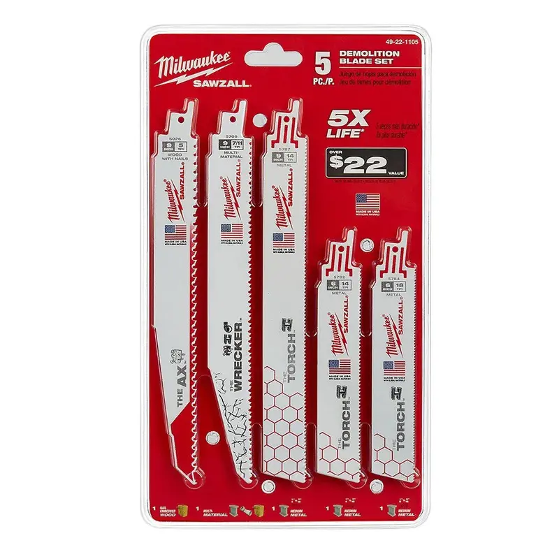 5-Piece Sawzall Demolition Blade Set – Tough Job Ready 1