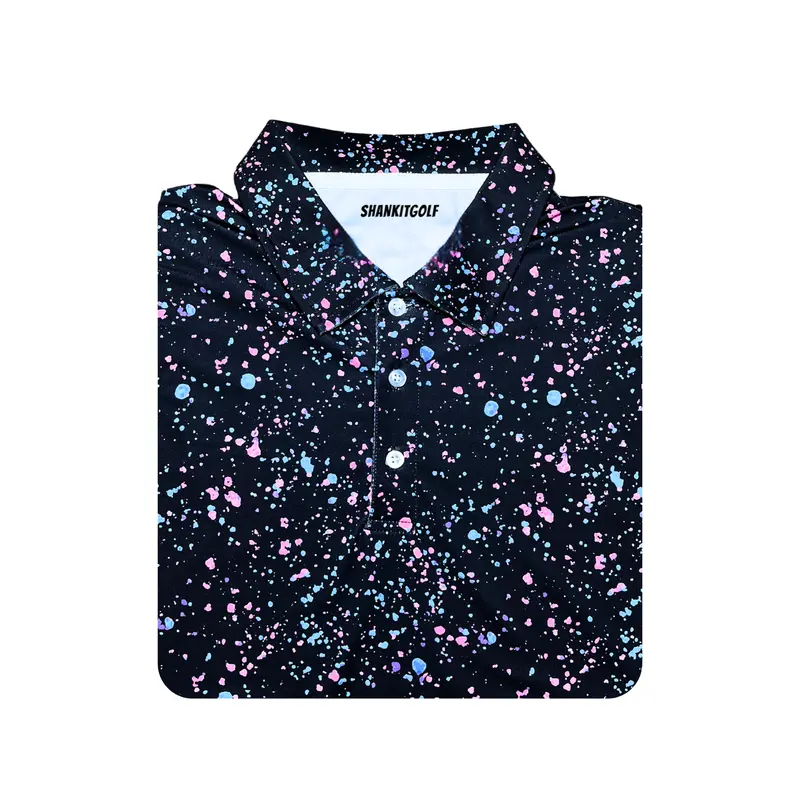 Black Paint-Splatter Quarter-Zip Polo 1