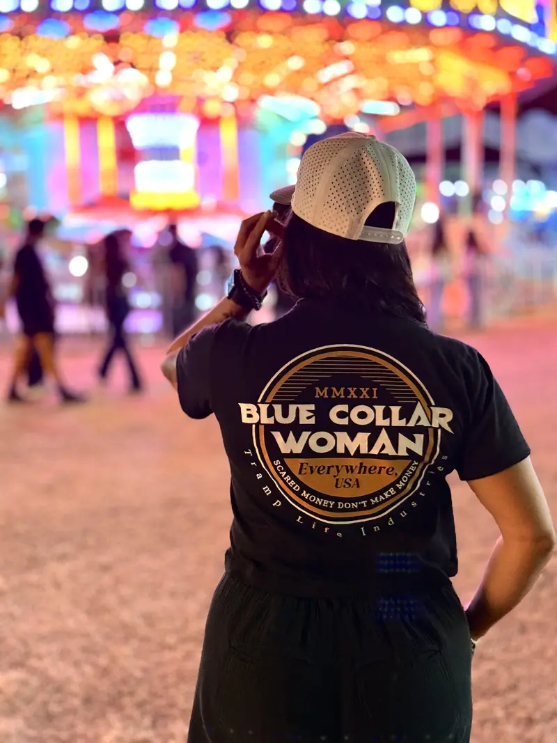 Blue Collar Woman Scared Money Crop Top 1