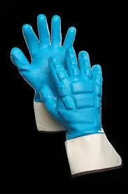 Blue Pvc Impact-Resistant Safety Glove With Elastic Cuff – Size M 1