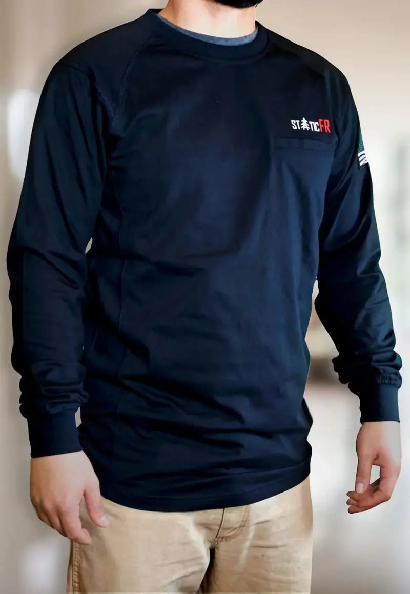 Flame-Resistant Crew Neck Work Shirt In Black 2
