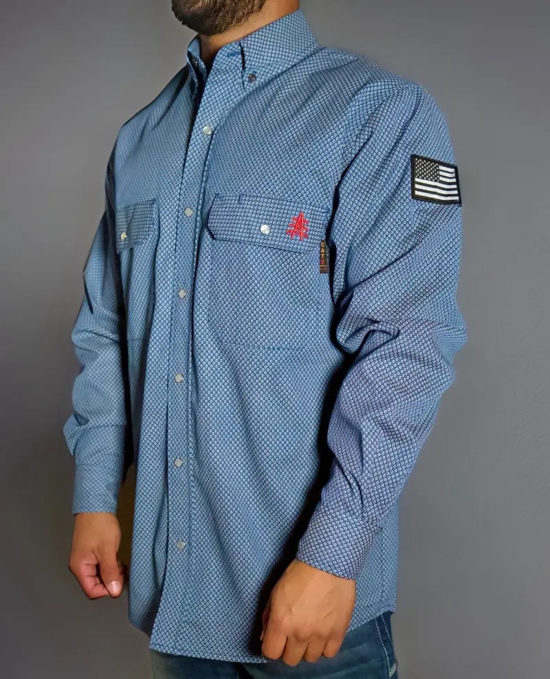 Flame-Resistant Pearl Snap Work Shirt In Conqueror Navy 1