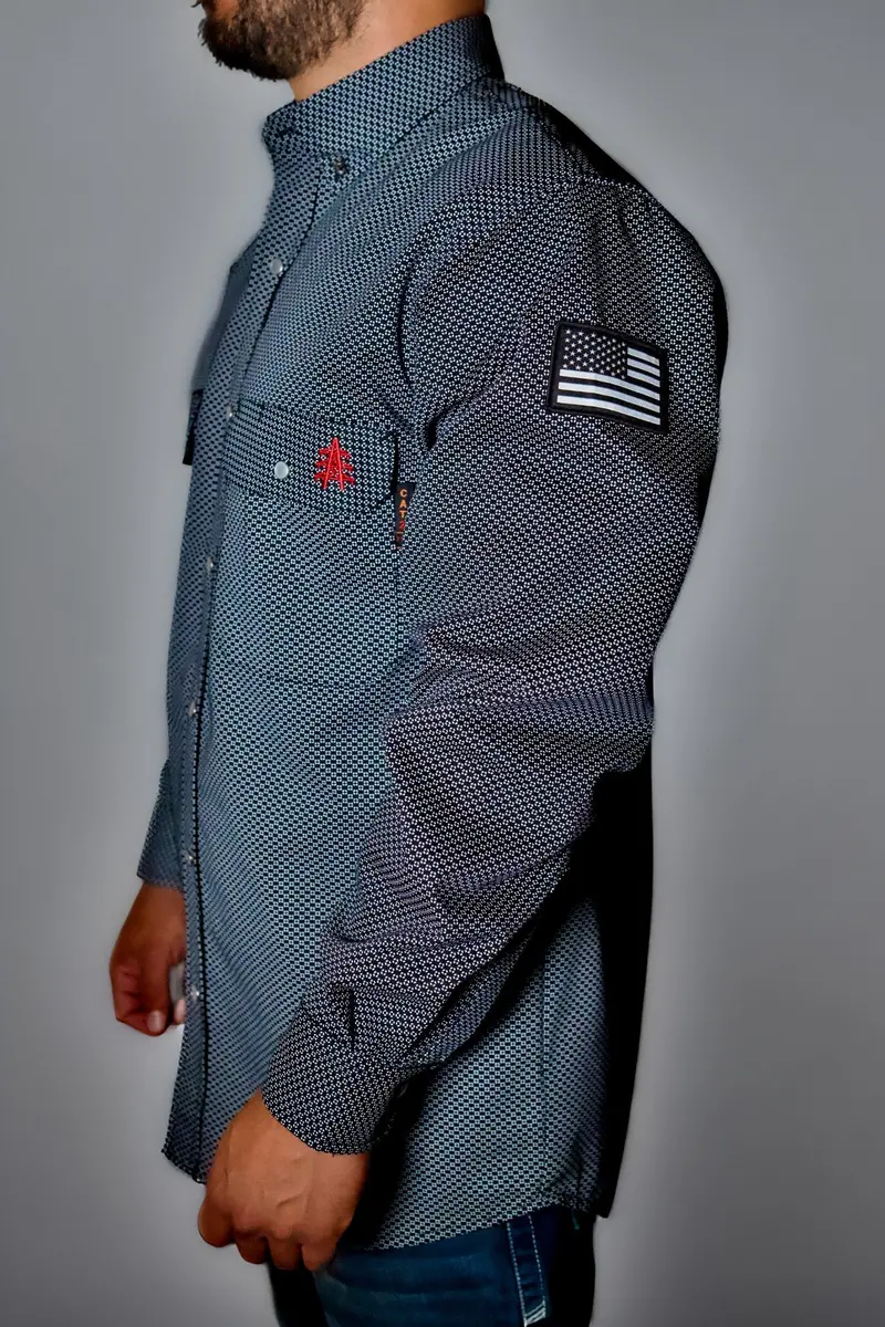 Flame-Resistant Pearl Snap Work Shirt In Shadow Black 1