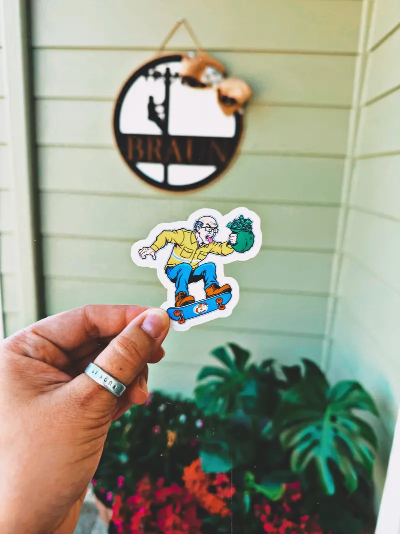 'Gf Runnin’ Away Money Bag' Satirical Sticker 1