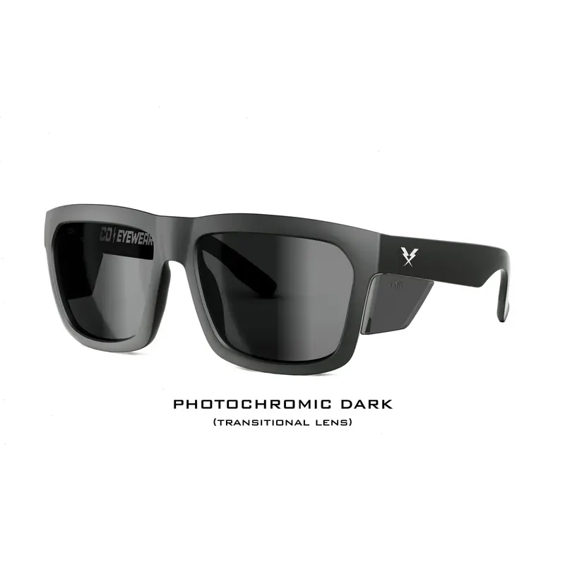 Hard Money Z87+ Safety Glasses – Matte Black Photochromic Lens 1