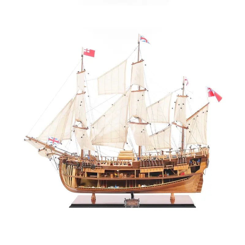 Hms Endeavour Open-Hull Wooden Ship Model – Fully Assembled 1