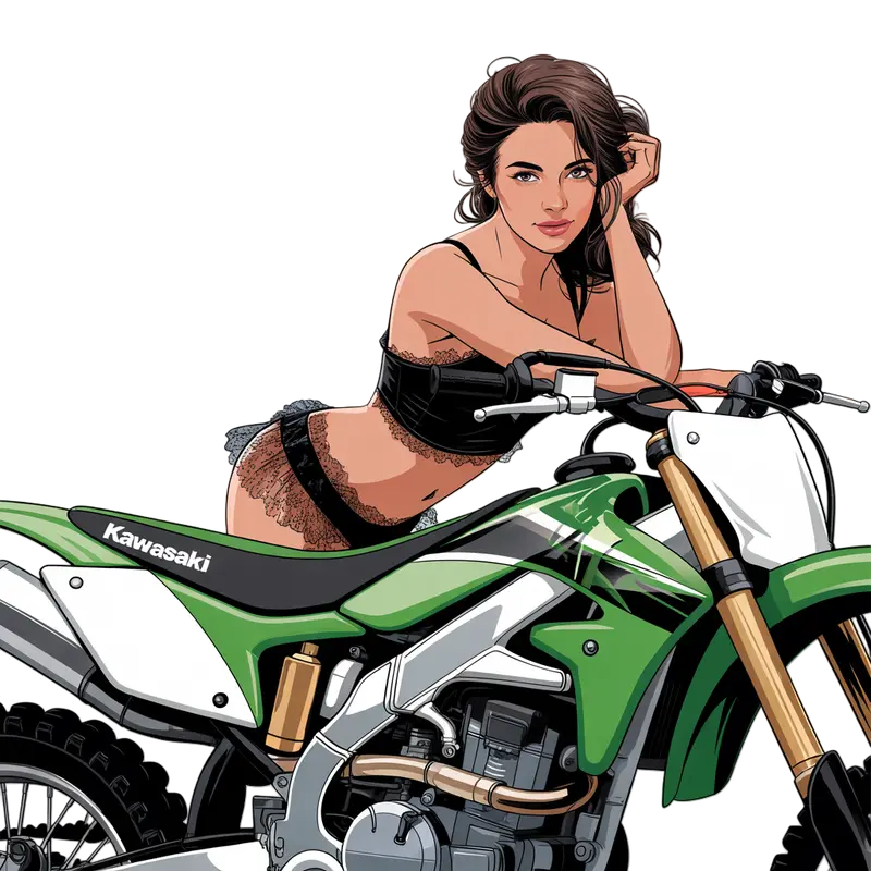 Kawasaki Enthusiast Female Rider Sticker 1