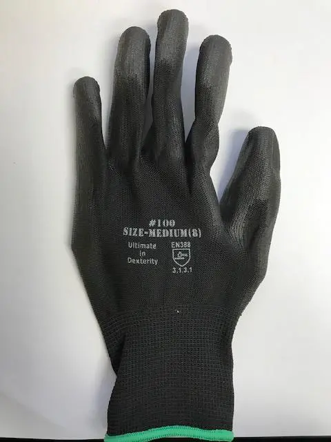 Light-Duty Work Gloves – Polyester-Polyurethane Coated, Size 8 (Model #100) 1
