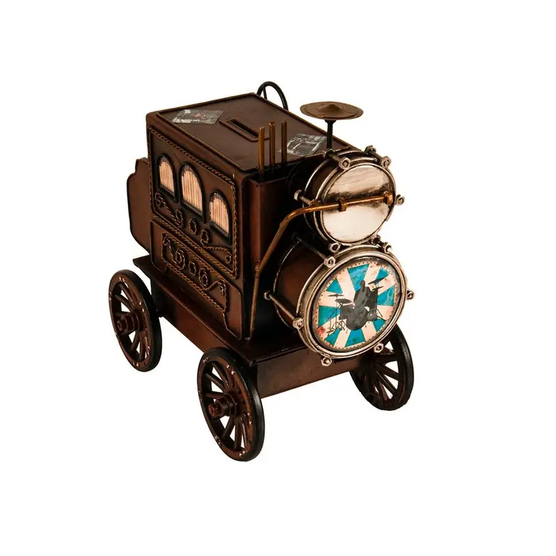 Metal Music-Themed Car-Shaped Coin Bank, Artisan-Crafted Decorative Model 1