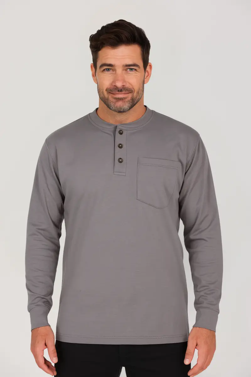 Nike Flame-Resistant Henley Top – Heather Grey 1