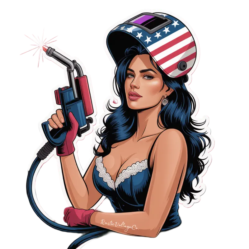 Patriotic Welder Girl Sticker – Usa-Themed Decal 1