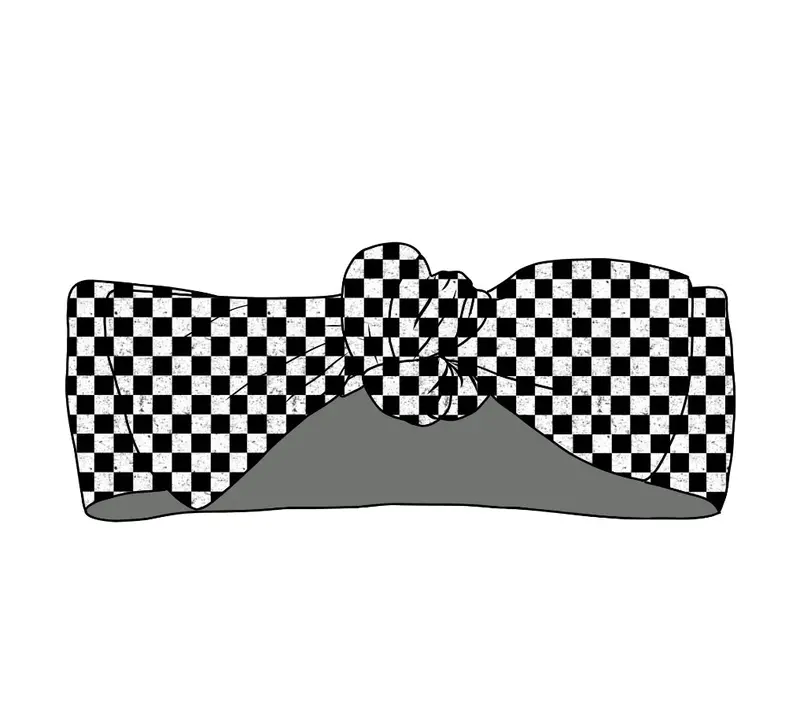 Racecar Checkered Bow Headband For Babies 1