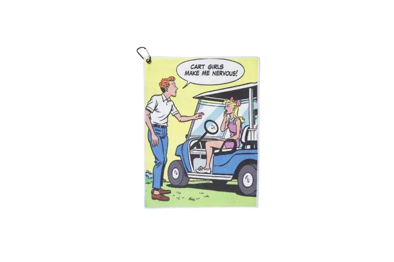 Retro Comic-Style 'Cart Girls Make Me Nervous' Golf Towel 1