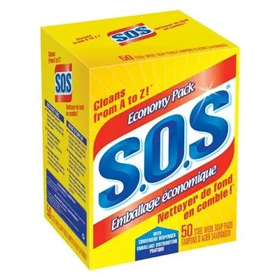 S.O.S. Heavy-Duty Steel Wool Scrub Pads – 50-Pack Box 1