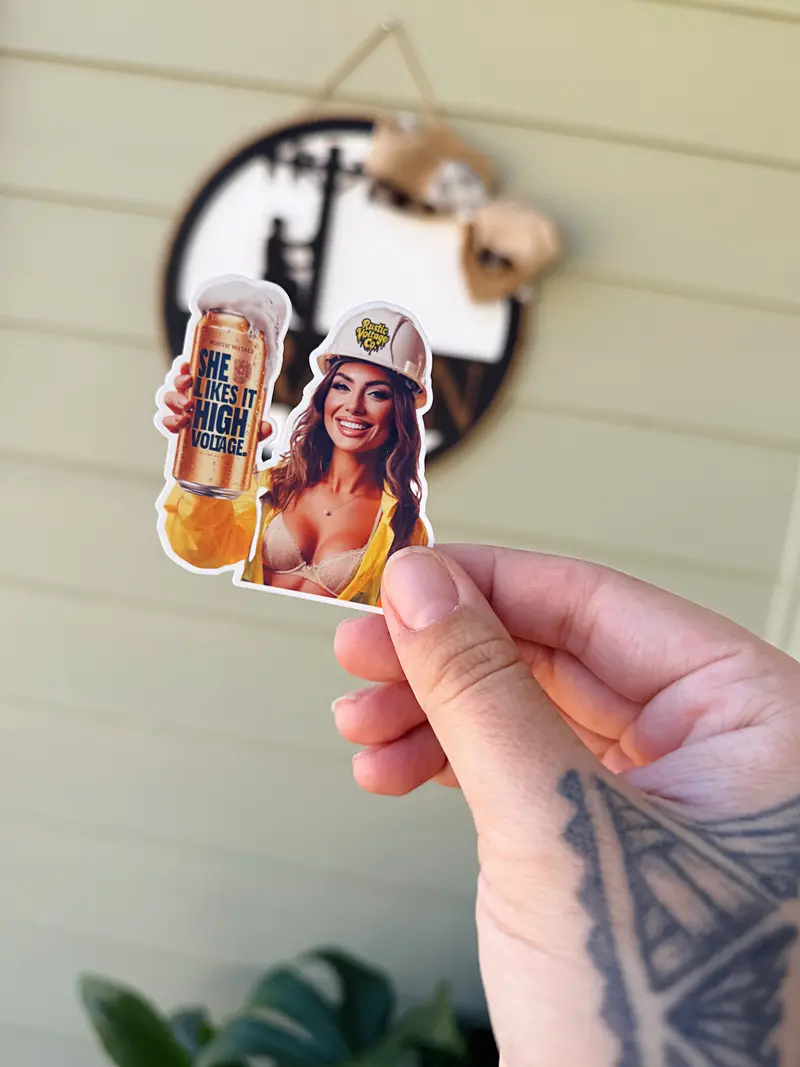 'She Likes It High Voltage' Lineman-Themed Sticker 1