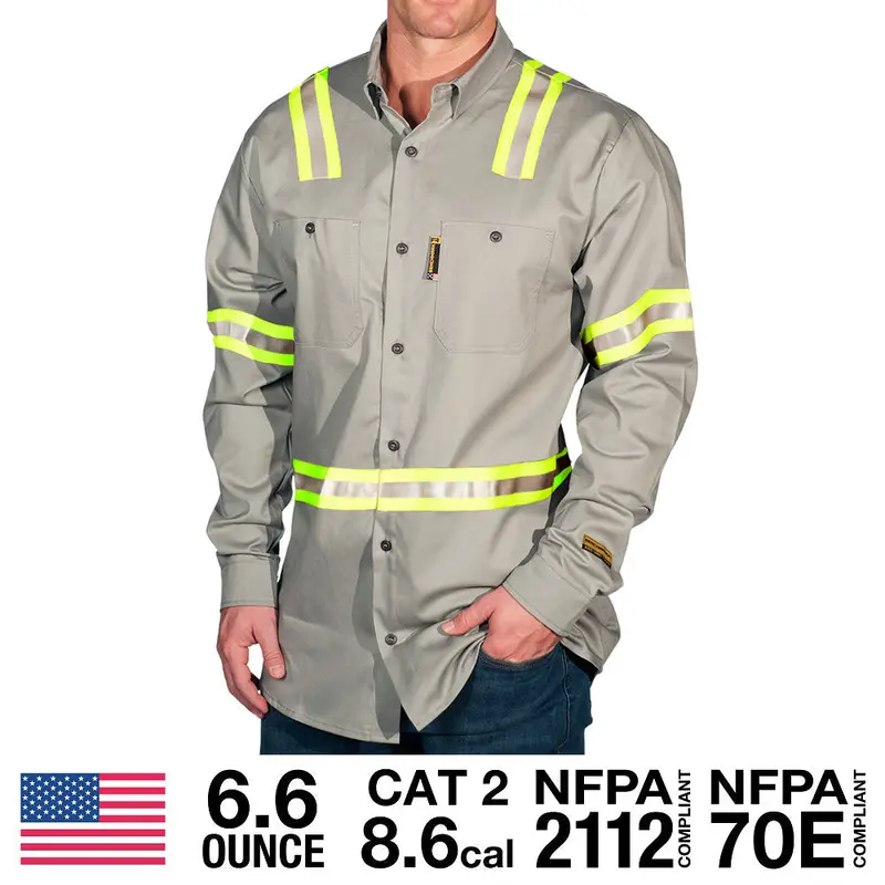 The Lowdown Fr Work Shirt With Ysy Reflective Trim 1