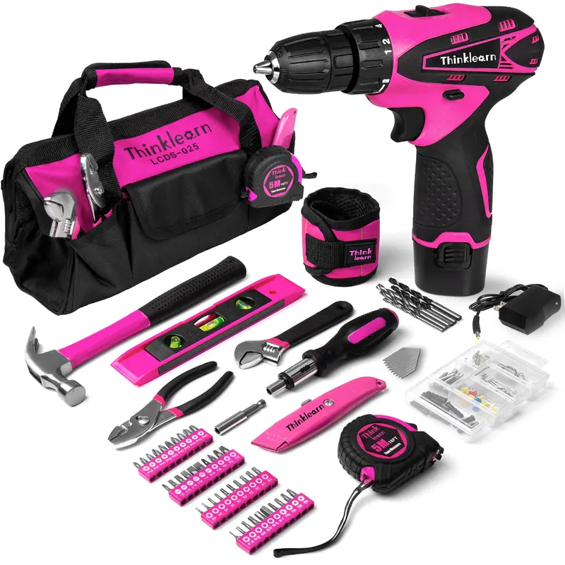 Thinklearn 12V Cordless Pink Drill Tool Set – Tl0007 1