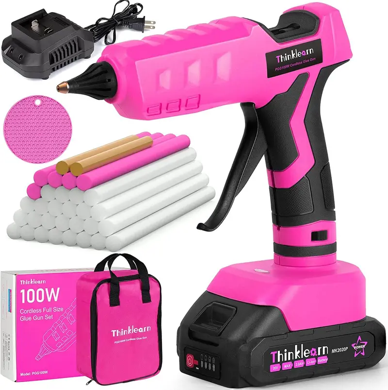 Thinklearn 20V Cordless Pink Hot Glue Gun Kit – Tl1011 1