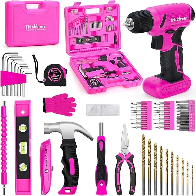 Thinklearn Pink 64-Piece Power Drill Tool And Bit Kit – Tl1057 1