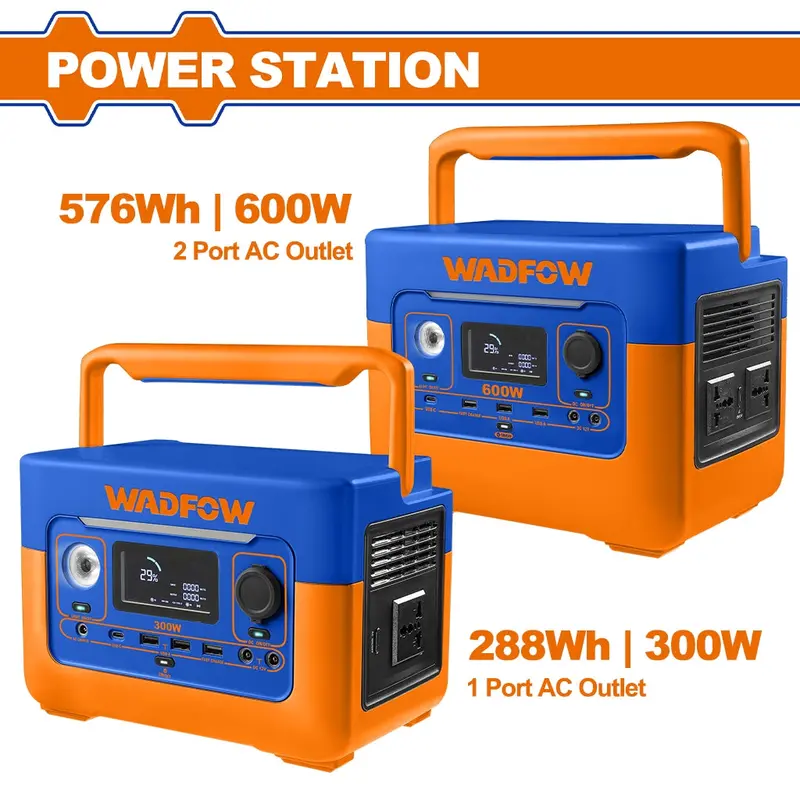 Wadfow Portable Power Station With Smart Lcd Display & Multiple Output Ports 1