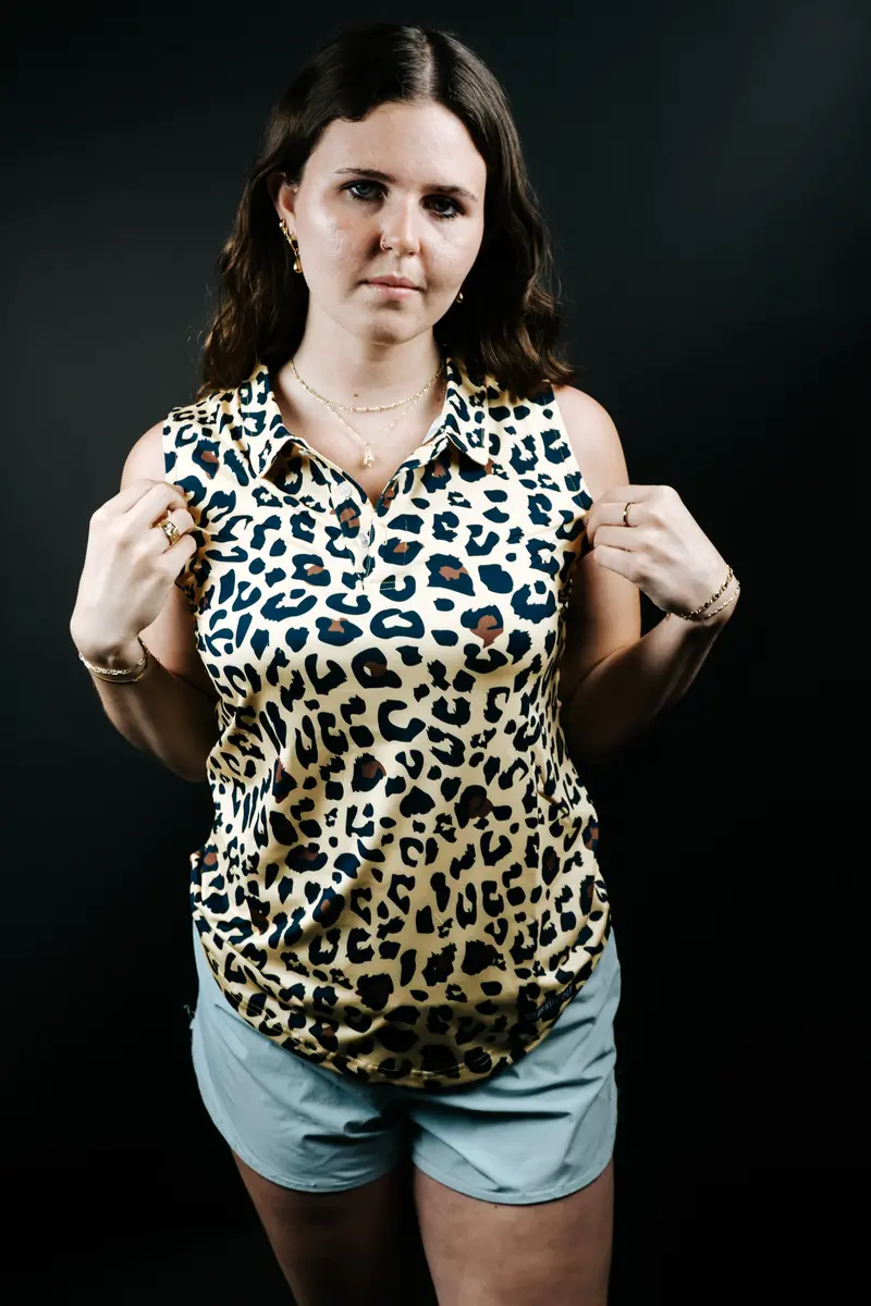 Women’S Cheetah Print Golf Polo 1