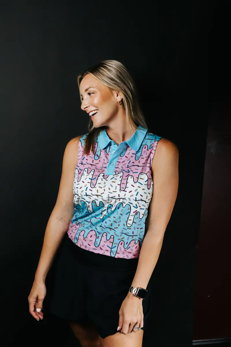 Women'S Dripping Ice Cream Print Polo Shirt 1