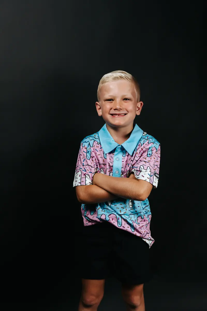 Youth Ice Cream Drip Graphic Golf Polo – Fun Summer Style 1