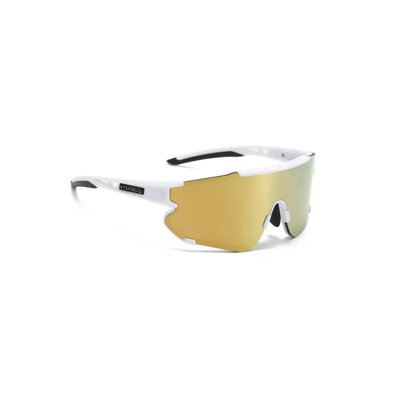 Z87+ Hi-Visibility Safety Glasses – White Frame With Gold Mirror Polarized Lens 1